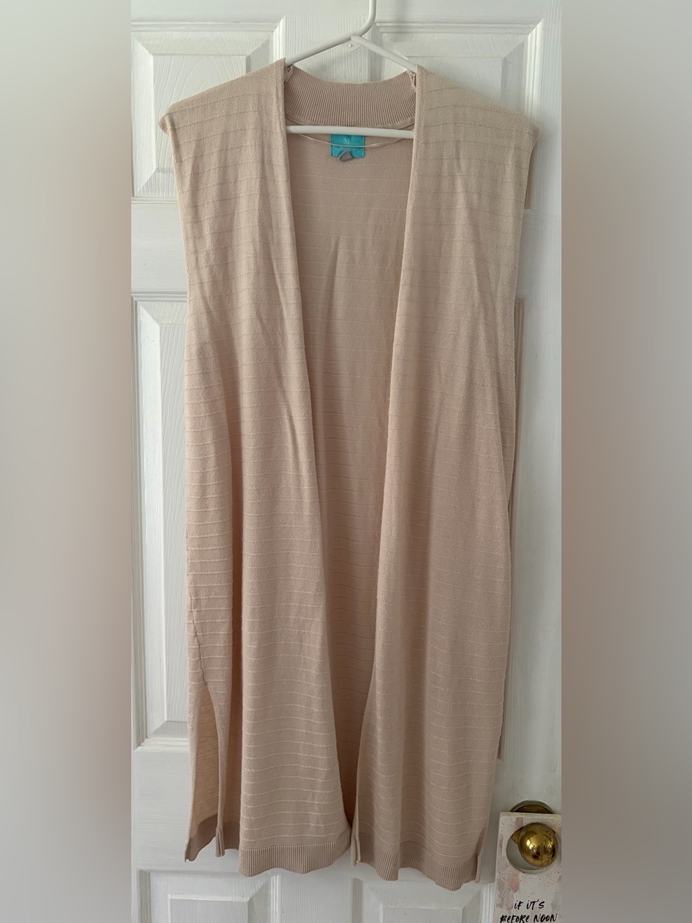 Martha Stewart Cream Knit Open-Front Sleeveless Cardigan